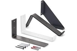 LAMO Manufaktur Soporte para Estante, Soporte de metal para Estantería, Escuadra de Soporte para Estantes, Modelo: Industrial, Acero Pulido y Lacado, 30x10x4 cm, 1 Unidad, LLR-J-300-0000