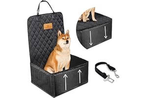 AMZPET 2-in-1 Front Car Seat Cover for Dogs and Dog Booster Seat (Universal: 47cm Wide) Waterproof Dog Car Seat Cover - Scratch-Proof and Non-Slip Car Seat Cover for Dogs