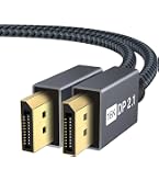 VisionSync Câble Displayport 2.1 certifié VESA, câble DP 16K [16K 60Hz,8K 120Hz,4K 240Hz], câble DP 2.1 80Gbps compatible avec FreeSync G-Sync HDR10 HDCP 3D DSC 1.2a Moniteur de jeu, TV, PC (1M