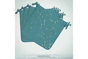 MANEMI Pack 4 Cojín para silla 40x40x2 cm｜Repelente al agua y fácil de limpiar｜Con cintas de sujeción｜Funda con cremallera desmontable｜Uso interior y exterior｜Ideal para comedor, terraza, jardín u oficina
