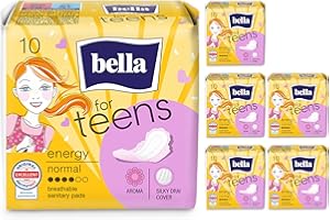 ‎BELLA FOR TEENS Bella For Teens Ultra Binden Energy: Ultradünne Binden Für Teenager, 6er Pack (6 X 10 Stück), Mit Flügeln + Frischeduft
