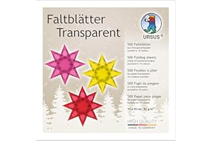 Ursus 2646899 - Faltblätter Transparentpapier, ca. 10 x 10 cm, 42 g/qm, 500 Blatt, sortiert in 10 Farben, durchgefärbt, ideale Grundlage für kreative Bastelarbeiten