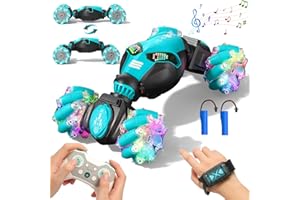 AYIQUTY Remote Control Cars, 4WD RC Stunt Car with Gesture Sensing, RC Drift Car with Cool LED Light and Music, Remote Control Cars Toys Gifts for 6-12 Years Old Boys, Indoor and Outdoor Toys for Kids