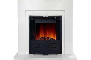 BREAKLING Cheminee Electrique Blanche à Poser au Sol Effet Flammes LEDs - Chauffage 1500W - Télécommande