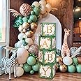 Safari Baby Shower Decorations Box - Green Jungle Animal Baby Boxes with Gold Letters, Party Boxes Block for Safari Jungle Baby Shower Dinosaur Birthday Party Supplies Boy Girl Photo Props Backdrop