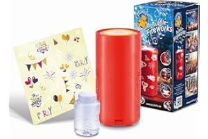 PUSTEFIX Elektrische Seifenblasenmaschine Feuerwerk & 80ml Flüssigkeit - Mit LED-Licht, Seifenblasen Kinder-Set Indoor/Outdoor für Geburtstag, Silvester & Hochzeit