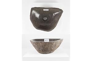 40 cm rundes Naturstein Waschbecken in grau von WOHNFREUDEN - Mit Unikatauswahl