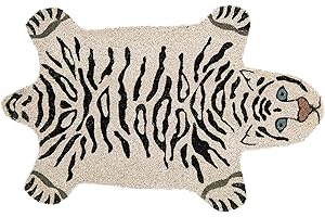 Fisura - Mata wejściowa w kształcie. Oryginalna wycieraczka kokosowa z antypoślizgowym podkładem PCV. Wymiary: 70 x 40 cm. (Tygrys, biały)