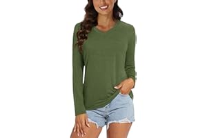 MAGCOMSEN Women's UPF 50+ UV Shirts Long Sleeve V Neck Quick Dry Lightweight Tops Hiking Running Training T-Shirts