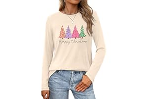 VVNTY Christmas Long Sleeve Shirt for Women Merry Christmas Shirts Casual Xmas Graphic Blouse