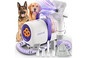 oneisall cane aspirapolvere con spazzola, forte potenza di aspirazione cane spazzola aspirapolvere con 12000 Pa, succhia il 99,99% dei peli di animali domestici (1,5L) con 4 accessori per la cura