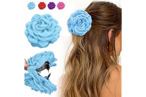 NAILGELER Grande Fermagli per Capelli, Clip di Fiori con Rose, Fiori per Capelli Mollette Multicolore, Accessori per Donne e Ragazze, Viola, blu, rosa, rosso (Blu, Circa 12 cm)