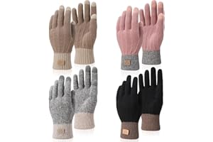 kodinsiivous 4 Paare Handschuhe Damen Winter Gloves Warme Touchscreen Winterhandschuhe mit Fleecefutter Thermo Strickhandschuhe Handschuhe Geschenke für Damen Frauen