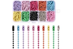 Niboken 150pcs Cadena de Bolas Colores Cadenas Estor Enrollable Fornituras Bisutería Collar para Llavero Hebilla Adorno Colgante Collar Fabricación Joyas DIY (10cm)