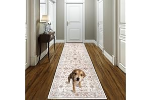 HNVNER Hallway Runner Rug 60x240cm Non Slip Rubber Backing, Washable Low Pile Kitchen Runners Floor Carpet Runner for Living Room Entryway Laundry