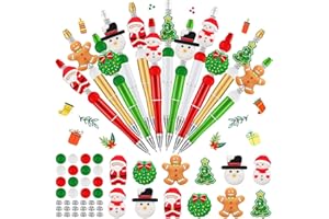 Johiux 12 Stück Weihnachten Bastelset Kinder,Bastelset DIY Perlenstift Kugelschreiber Set mit Schneemann Perlen,Kugelschreiber Weihnachten Geschenk für Jungen und Mädchen