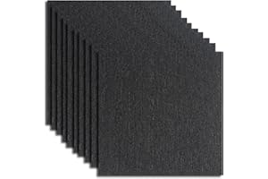 YESUITME 20PCS Carpet Tiles 5m2 Box Heavy Duty Carpet Floor Tiles Non-Slip Interior Floor Tiles 50X50cm for Flooring Home Office Living Room Bedroom Commercial Apartment (Black)