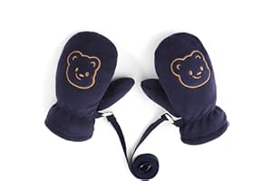 QKURT Kinder Winter Fäustlinge, Baby Kleinkind Fleece Handschuhe mit Warmem Sherpa-Futter, Fäustlinge Baby Niedliche Bärenmuster Schneehandschuhe für Jungen und Mädchen