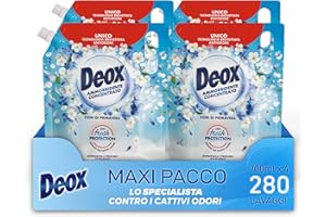 Deox Ammorbidente Concentrato, 280 Lavaggi, Fiori di Primavera, Ecoformato, 4 x 1400 ml