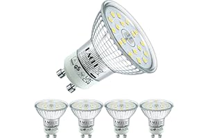 EACLL Ampoules LED GU10 Blanc Froid, 4.9W Équivalent Halogène 75W, Lot de 4, 6000K 585 Lumens Éclairag sans Scintillement, Large Faisceau 120° Spot, Non Dimmable AC 230V Lampe à Réflecteur