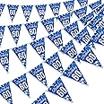 Navy Blue Happy 60th Birthday Bunting Flags, Blue 60th Birthday Party Decorations Pennant Banner, Blue 60th Birthday Triangle Flag Banners for Men Women 60th Birthday Anniversary Party Decor