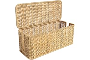 LSFYSZD Handgefertigte Kabel-Management-Box, Rattan-Kabel-Organizer, 2 offene Schlitze, Kabelversteck-Box unter dem Schreibtisch, Kabel-Organizer für TV-Kabel, Computer-Router, USB-Hub und Steckdosenleiste