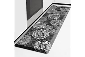 LuxStep Kitchen Mat Waterproof Kitchen Rugs for Floor Cushioned Anti-Fatigue Mat Non-Slip Standing Desk Mat Comfort Floor Mats for House Sink Office 17.3" x 60" Black