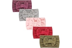 DRESHOW 5 Pack Baby Girl Nylon Headbands Newborn Infant Toddler Hairbands and Bows Child Hair Accessories