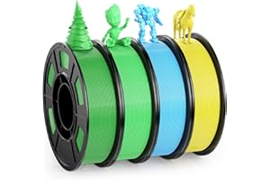 WEEFUN 4 Color PLA 3D Printer Filament Pack, 1.75mm PLA Filament 3D Printing Material, Four Bright Color PLA Filaments for 3D Printer Green/Light-Green/Yellow/Sky Blue, 4 Spools, Total 1KG(2.2LBS)