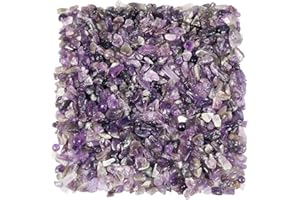 KYEYGWO Amethyst Tumbled Chips Crushed Natural Stone for Decoration, Crystal Quartz Gravel Garden Decorative Stones 1 Pound(460 Gram)