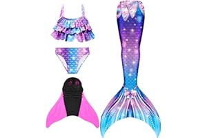 DNFUN Costume da Bagno da Bambina a Boda di Sirena, per Cosplay, per Il Nuoto, con Monopinna