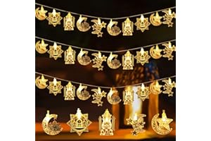23GUANYI Ramadan Lichterkette, Ramadan Deko 4.5M 30 LEDs Ramadan Dekoration Lichterkette Batteriebetrieben Eid Mubarak Dekoration für Ramadan Mubarak Dekoration Islam Deko Festival Party