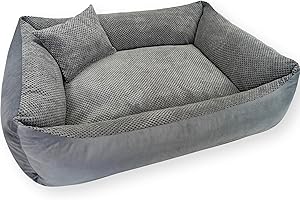 4L Textil OTTO Cat Bed, Fluffy Cat Basket, Cat Sofa, Cuddly Dog Bed for Small Dogs, Washable Dog Basket for Puppies, Graphite (60 x 40 cm, Dots 03)