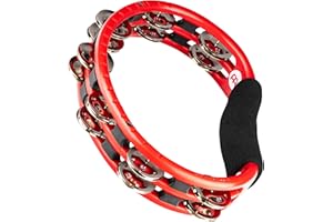 Meinl Percussion Headliner Hand Tambourine - 2-Row Tambourine - With Curved Handle - ABS Plastic / Nickel-Plated Steel, Red / Silver (TMT1R)
