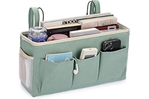 IGNPION Organizer do przechowywania przy łóżku ze stałymi paskami i metalowym haczykiem (zielony)