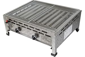 ACTIVA Gastro Gasgrill 2 Brenner – Robuster Gasbräter aus Edelstahl mit 2x5kW Leistung I Ideal für Foodtrucks, Biergarten & Veranstaltungen