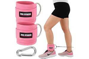 JSM FITNESS Tobilleras Poleas Gym 2 Piezas con Mosquetón - Correas Tobillo Gimnasio Acolchadas para Patadas Glúteos - Accesorios Fitness con Doble Anilla D - Tonificar Piernas y Glúteos Mujer (Rosa)