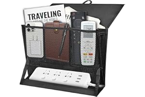 BOHEMIABY Oxford Bedside Pocket, Anti-Slip-Hangable Sofa Bedside Organiser With 6 Pocket for Books, Ipad, Remote Control, Power Strips, Bedside Storage for Family, Dormitories, Office(Black)