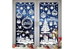 Wothfav 244 Pezzi Vetrofanie Natalizie, 9 Fogli Adesivi Natalizi per Finestre Riutilizzabili, Fiocco di Neve Vetrofanie Natalizie per Finestre, Decorazioni Natalizie, Addobbi Natalizi per la Casa