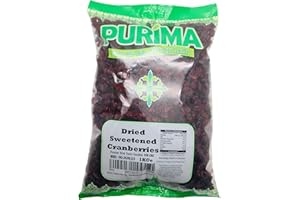 Dried Cranberries 1kg - Sweetened Cranberry with Added Sugar - Grown in USA or Canada - Premium Quality Bulk Dried Fruit for Baking Muffins Cakes Juice Sauce - Ready to Eat Snack - Vegan - PURIMA