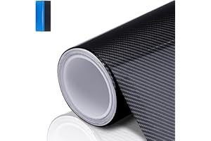 NewL 6D Carbon Fiber Vinyl Wrap Roll 30cm x 300cm, Black Self-Adhesive Waterproof Gloss Carbon Fibre Sticker Roll with Plastic Scrapers for Car Interior, DIY Motorcycles and Laptop