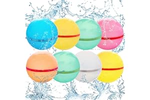 BOPICOKOK Palloncini Acqua Riutilizzabili, gavettoni riutilizzabili, a riempimento rapido e autosigillanti, giochi all'aperto, giocattoli per piscina estiva, giochi acqua per bambini e adulti(8 pezzi)