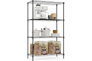 M MZG 1000 lbs Storage Shelving Steel Heavy Duty 4-Tier Utility Shelving Unit Steel Organizer Wire Rack for Home,Kitchen,Office 35 x 75 x 120.7 cm