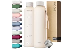 KIVY Gourde en Tritan (1000 ml) - Convient pour les boissons gazeuses, légère comme une plume - Gourde de gym - Bouteille pour le sport - Beige - Bouteille de sport 1 l - Sans BPA