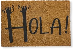 KOKO DOORMATS Zerbino ingresso esterno casa | Tappeto ingresso esterno casa divertenti Hola in Fibra di Cocco e base antiscivolo da PVC, Zerbini per Ingresso Esterno con Misure 40x60cm