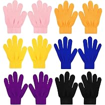 QKURT 6 Paires Gants Magiques Enfants - Gants Hiver Chauds Tricot Unisexe, Moufles Extensibles Doigts Complets, Cadeau Parfait Anniversaire 5-12 Ans