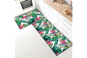 SHUAIG 2 pieces kitchen rug sets kitchen mats,PVC Comfort Kitchen Floor Mat Anti Fatigue Kitchen Mat Set Absorbent For Home Indoor Outdoor (Style D, 40x120+40x60 cm)