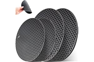 Netrox® Juego de 4 Posavasos de Silicona Redondos, Aptos para lavavajillas, Antideslizantes, Resistentes al Calor, Antideslizantes y Resistentes al Calor, Gris Negro hasta 250 °C