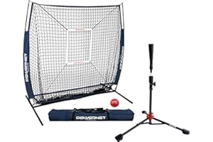 PowerNet 5x5 Practice Net + Deluxe Tee + Strike Zone + Weighted Training Ball Bundle | Baseball Softball Pitching Batting Coaching | Work on Pitch Accuracy | Build Confidence at The Plate