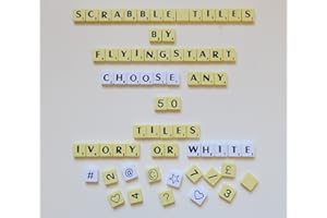 Flyingstart Pick and Mix White Letter tiles fits Scrabble game - Choose your own Letters (Pack of 50)